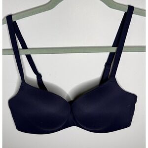Soma Bra‎ Enbliss Lifting Demi 36B Hook and Eye Adjustable Strap Navy Fast Ship
